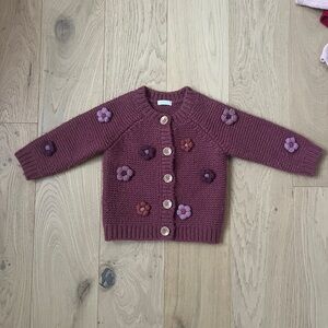 NEXT Mauve Knit Cardigan with Floral Appliqués